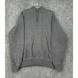 Eddie Bauer Gray 1/4 Zip 100% Cotton Men’s XL Sweater Academia Preppy